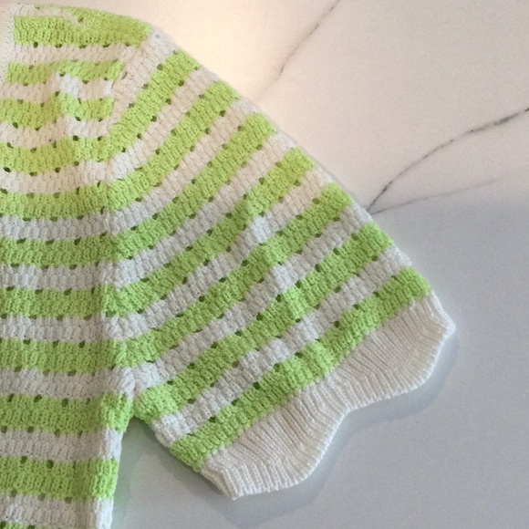 Cider lime green and white striped crochet crop top, medium - Picture 5 of 5